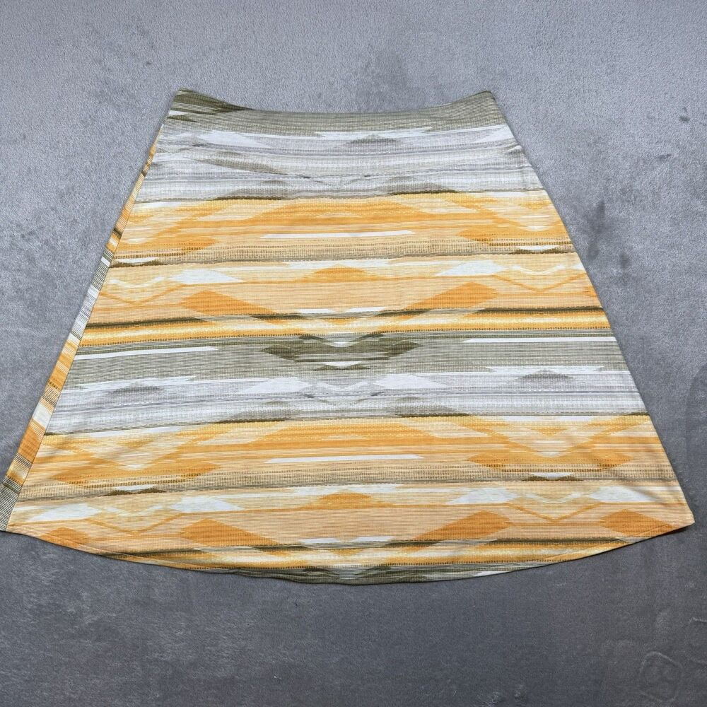 Prana Southwest Sunset Yellow Jersey Stretch Faux Wrap Skirt Women's Medium - Picture 7 of 7